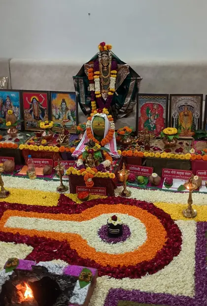 Decorated ritual setup